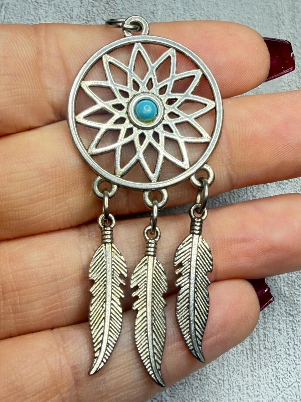 Dream Catcher Pendant Feather Dangles Vintage